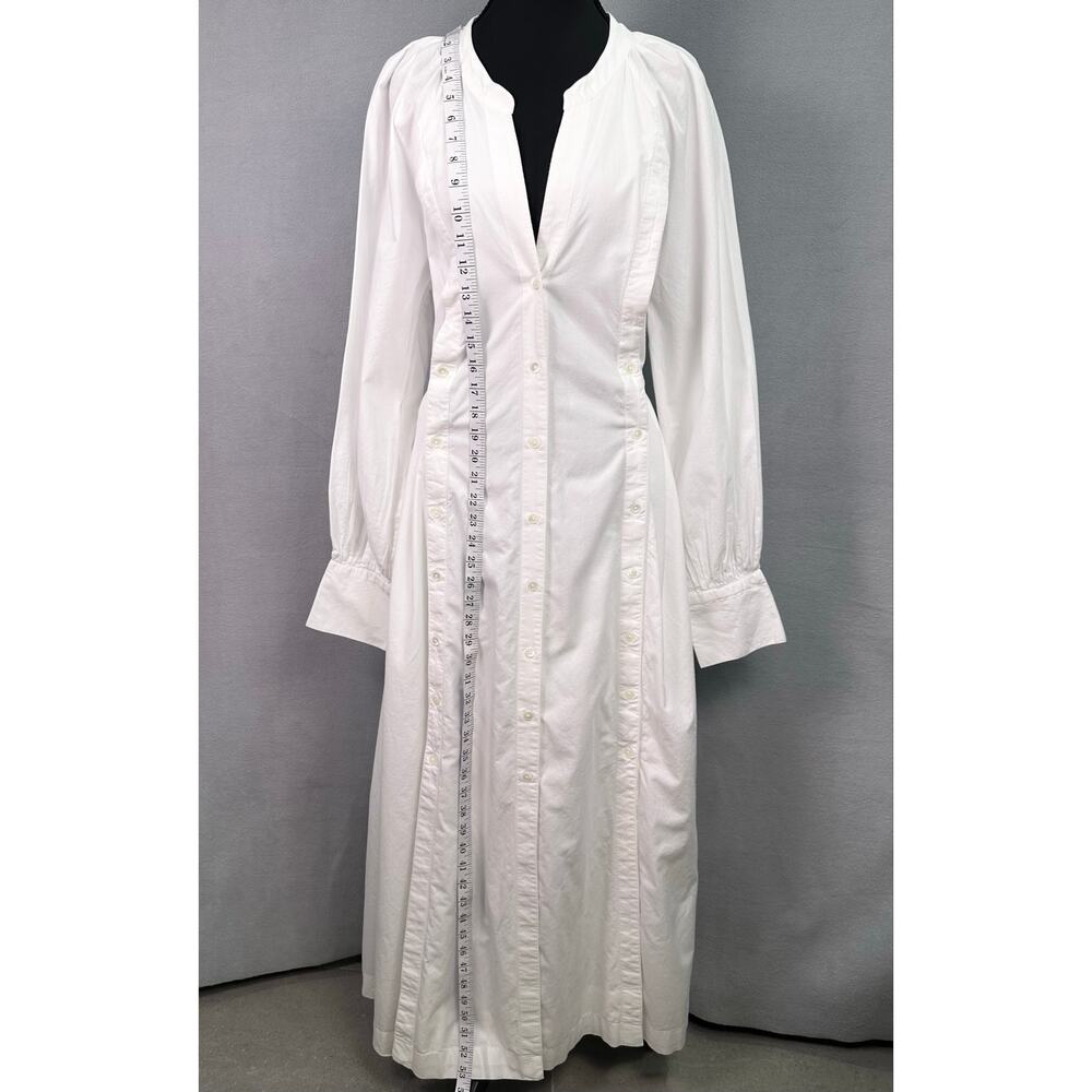 Free People Charlie White Cotton V Neck Maxi Dress Tie Waist Pockets Size Medium - Picture 8 of 11